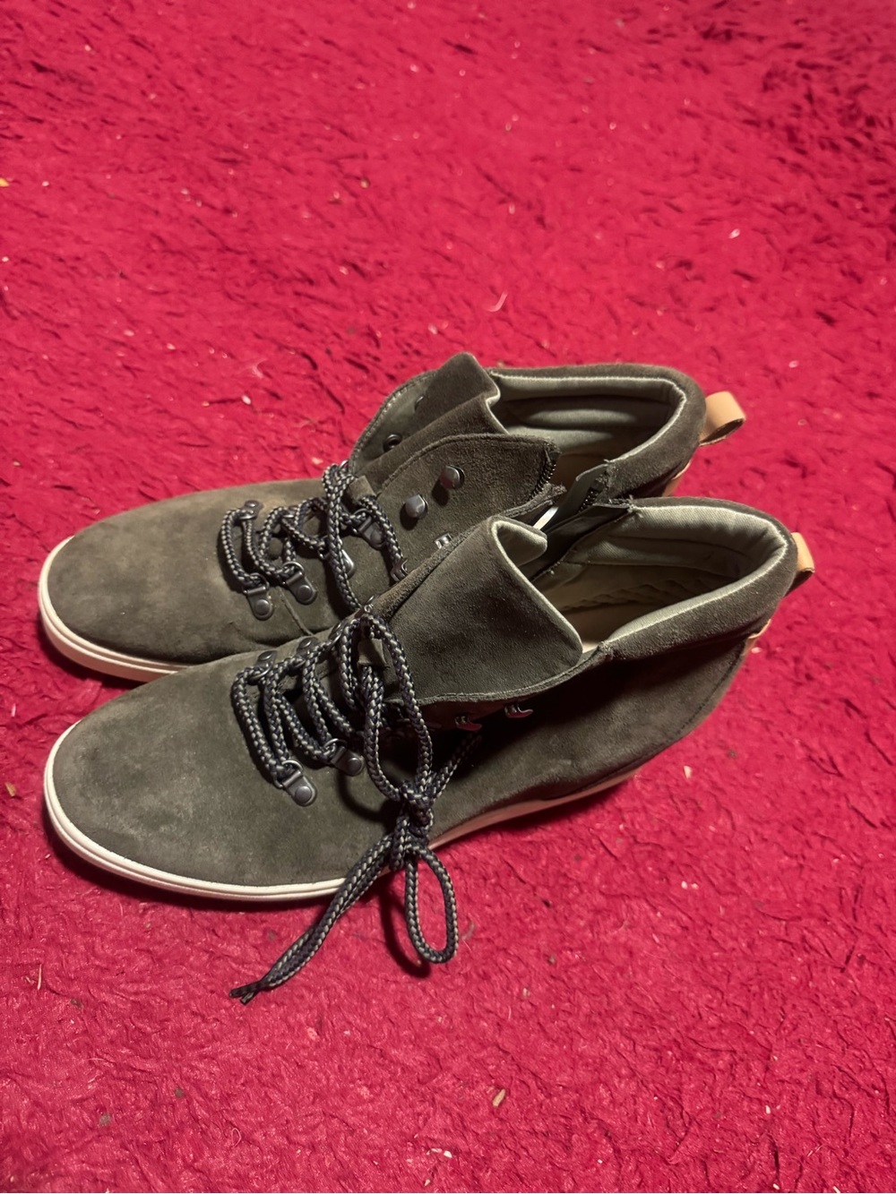 Men's Suede High-Top Sneakers in Olive Green